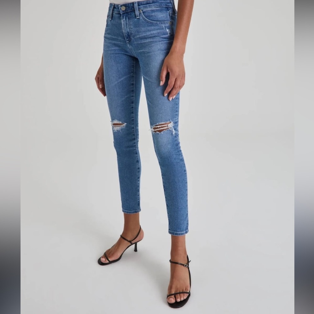 AG Adriano Goldschmied Denim Sz 24R Distressed Super Skinny Ankle Jeans
